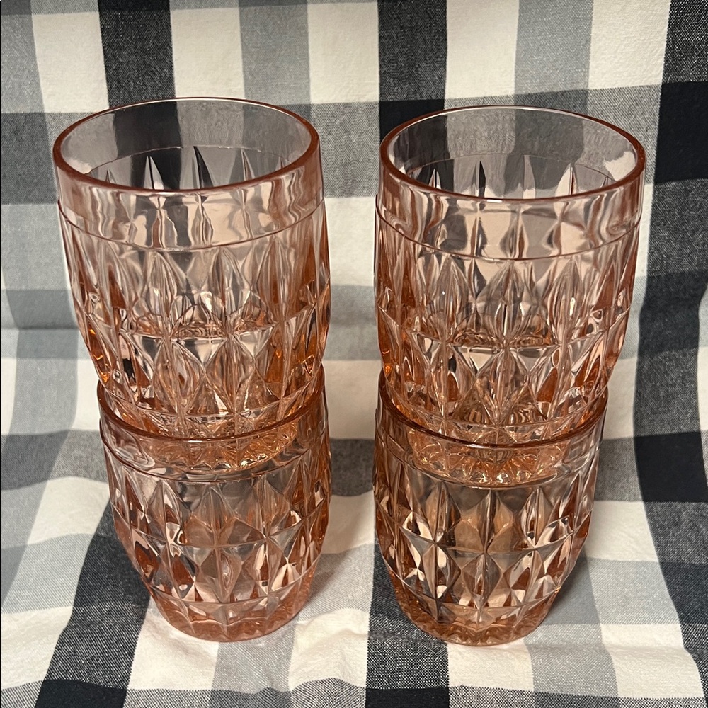 Vintage rose double old fashioned 8oz glasses - set of 4
